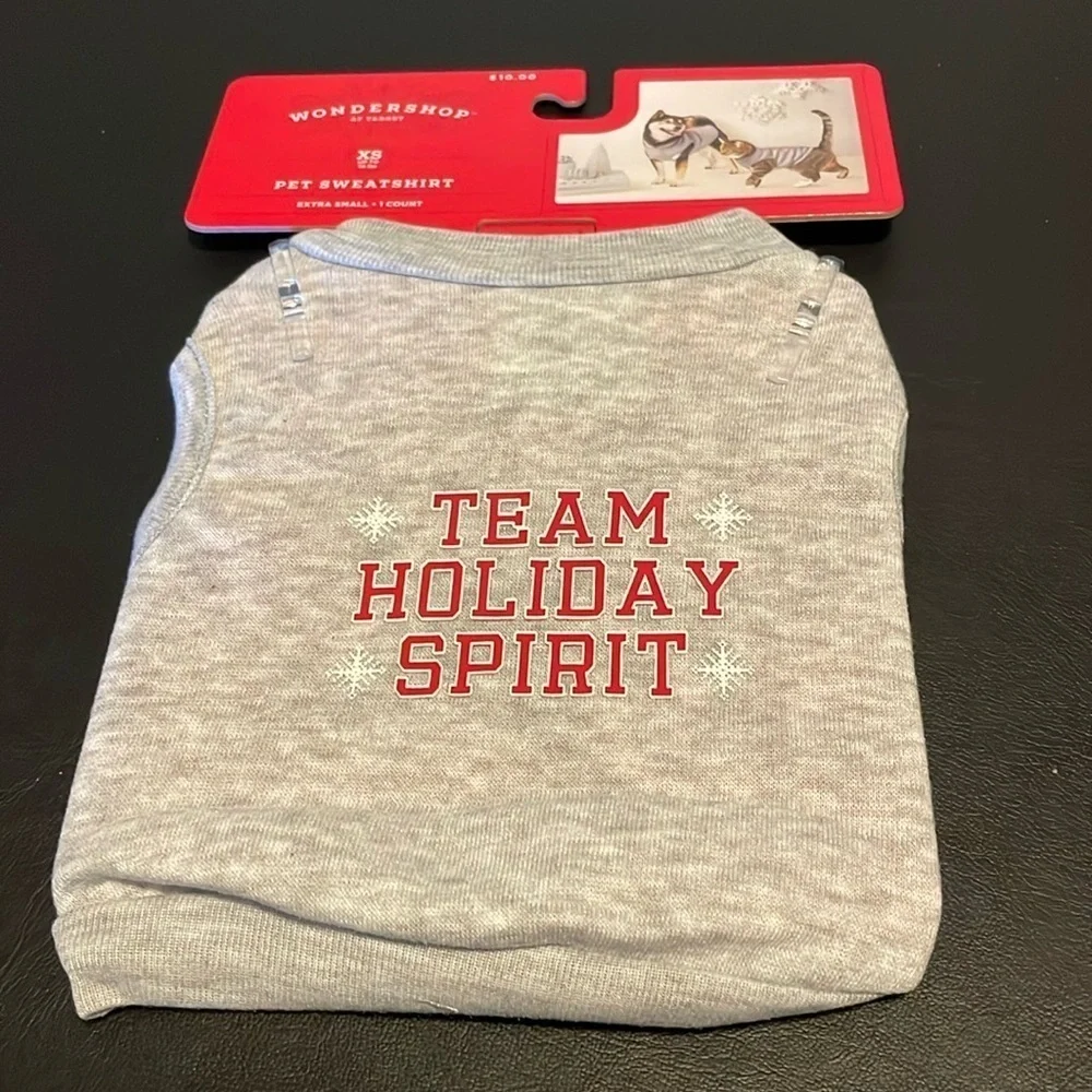 WONDERSHOP “Team Holiday Spirit” XS Grey Pet Sweatshirt